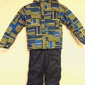 Boys XXS (4/5) Columbia two piece snowsuit blue/yellow